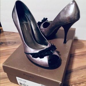✨ Paolo Caroline High Heel Pumps Bow Silver size 8